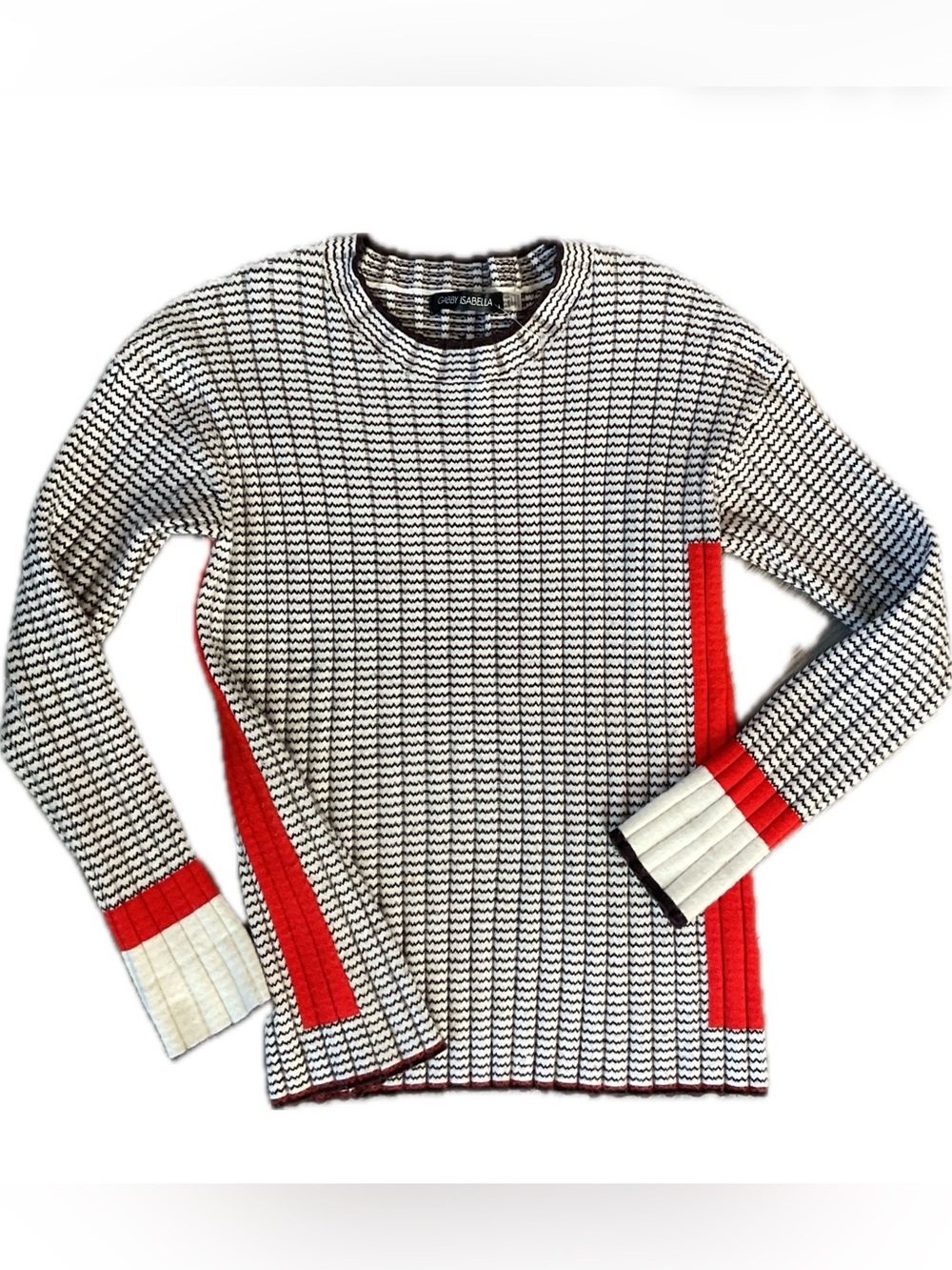 **GABBY ISABELLA** Super Microstitch ribbed Crewneck Sweater.